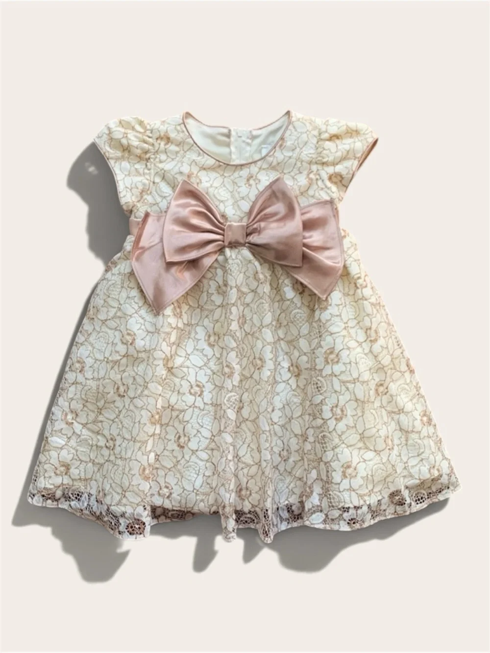 Rare Edition Girls Ivory Lace Party Dress Bow Flower Girl | Size 2T